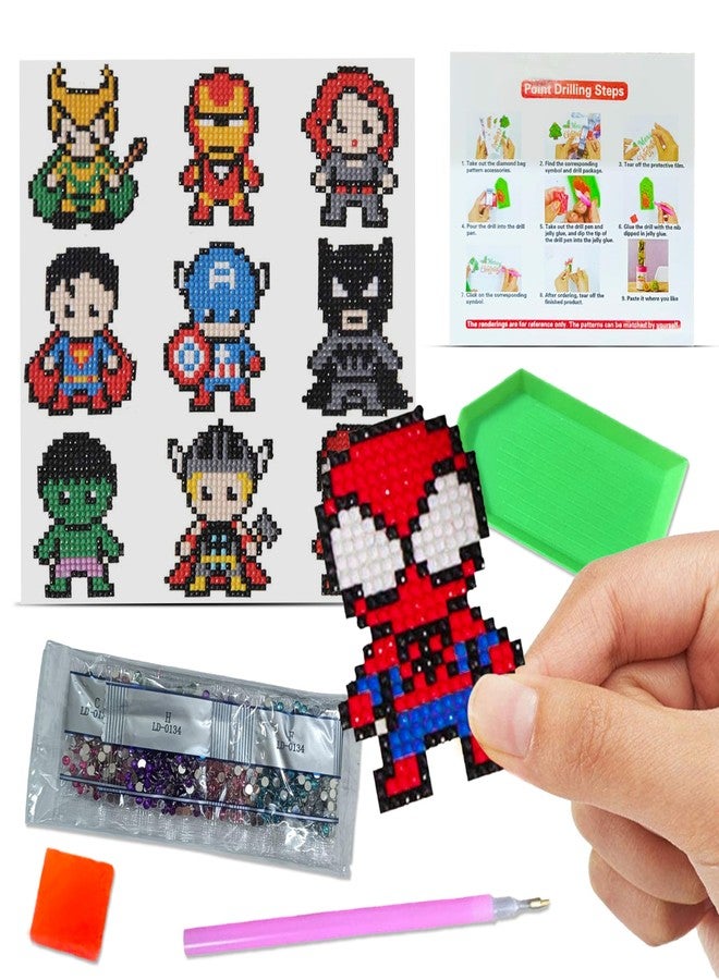 LitVibes DIY Diamond Painting 5D Stickers,Mosaic Diamond Stickers Art and Craft kit for Kids & Children - (Superhero) - Image 1